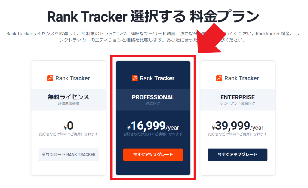 Rank Tracker料金表