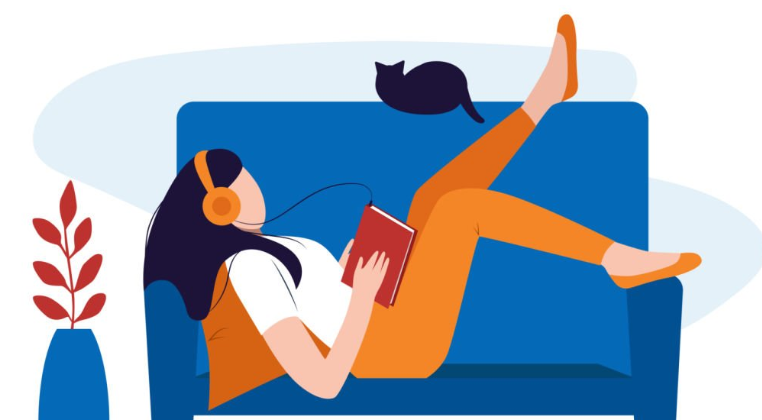 オーディオブックを楽しむ女性